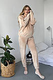 Плюшевий спортивний костюм для вагітних та годування, бежевий, фото 3