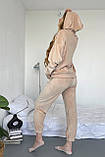 Плюшевий спортивний костюм для вагітних та годування, бежевий, фото 4