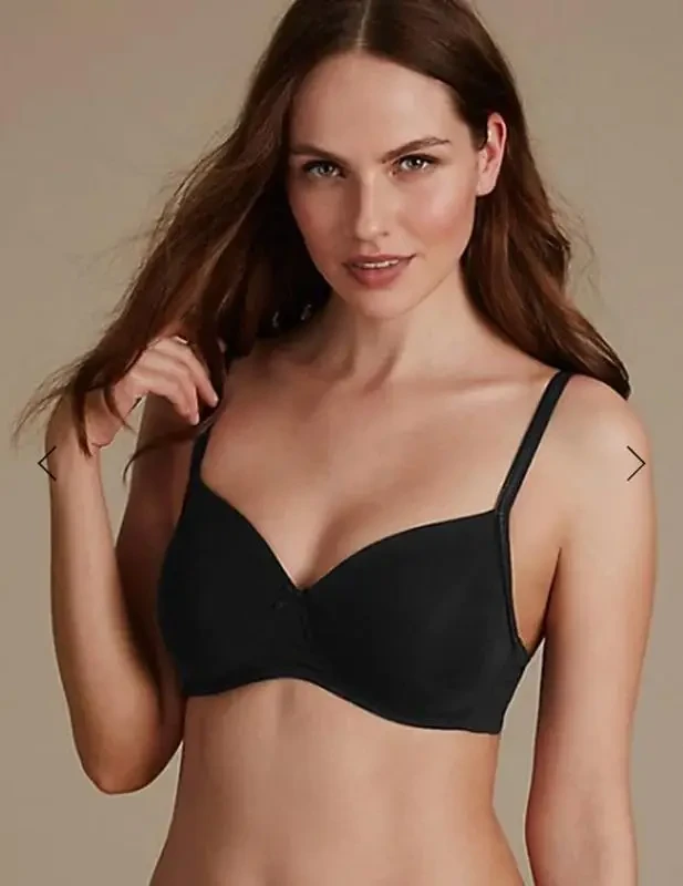 Бюстгальтер M&S без кістки бавовна повномірний 75Е чорний (33-3001)