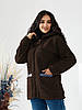 Жіноча куртка з еко-хутра, виготовлена з утепленої тканини Big Teddy, фото 2