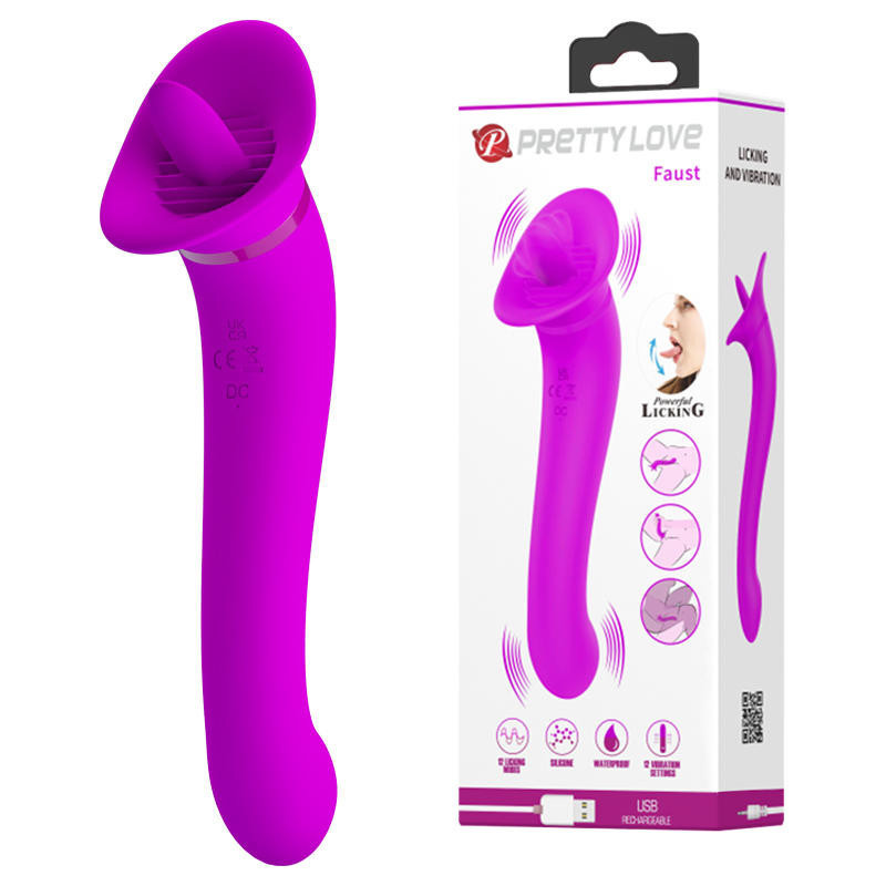 Двусторонний вибростимулятор с язычком Pretty Love Faust, BI-014886