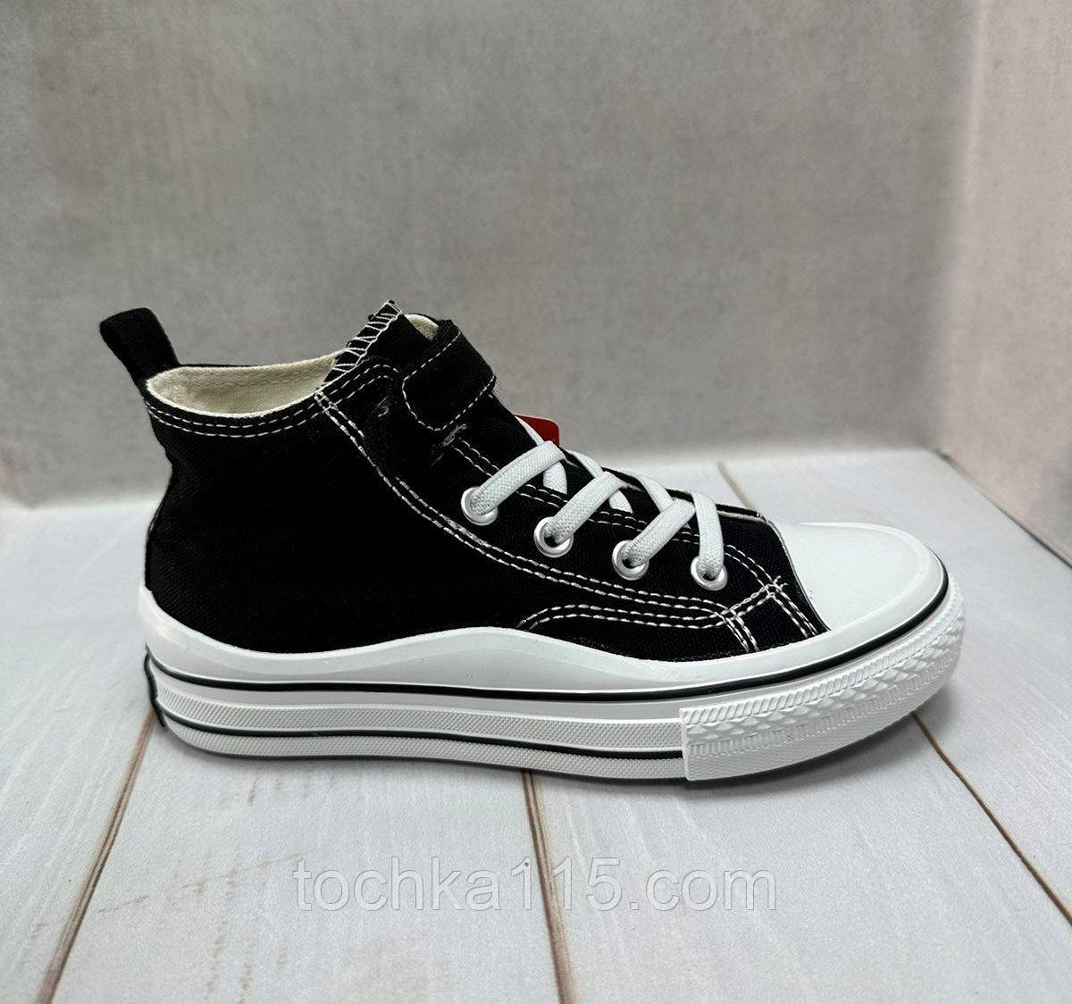 Модні дитячі кеди Apawwa converse високі чорні р32 20,5 см