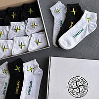 Шкарпетки Stone Island білі чорні сірі | Набір чоловічих брендових шкарпеток 18 пар