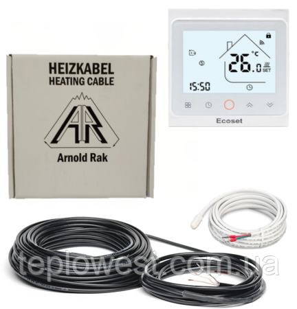 Нагрівальний кабель Arnold Rak Standart 135Вт 9 метрів (1,0 - 1,5 м2) з терморегулятором Ecoset AC603H WIFI