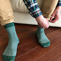 Носки с принтом цветные полосы высокие бесшовные дышащие качественные ORGANIC cotton JILL ANTONY Зелёный, 42-43