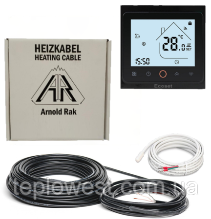 Нагрівальний кабель Arnold Rak 1350Вт 90 метрів (9,0 - 13,8 м2) з терморегулятором Ecoset AC603H WIFI