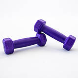 Килимок для йоги, фітнесу, спорту (йога мат, каремат) + гантелі для фітнесу 2шт по 0.5кг OSPORT Set 62 (n-0092) Чорно-фіолетовий, фото 4