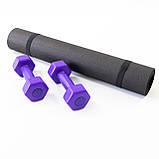Набір для фітнесу 2в1 килимок для фітнесу та спорту (каремат) + гантелі 2шт по 1 кг OSPORT Set 2 (n-0033) Фіолетовий, фото 2