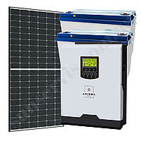 3 кВт Дом-410 автономная солнечная станция с ФЭМ 0,41кВт AGM АКБ 24В с резервом 1,9кВт*ч ШИМ контроллер