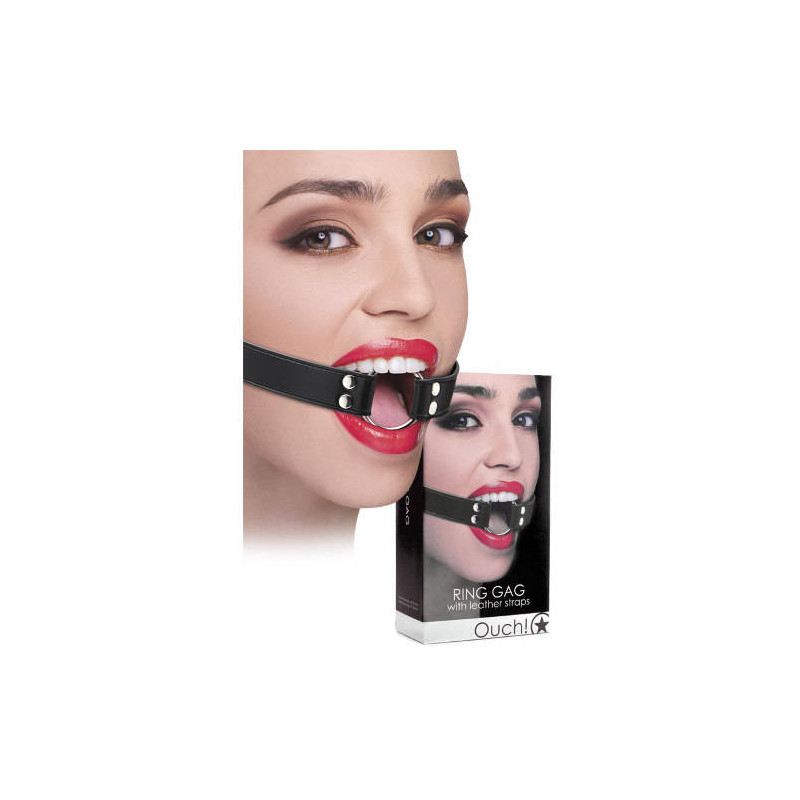 Капелюх-кільце на ремінці Ouch Ring Gag Black