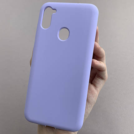 Чохол для Samsung Galaxy A11 силікон кейс чохол з мікрофіброю на телефон самсунг а11 бузковий r4e, фото 1