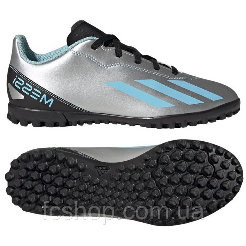 Дитячі сороконіжки adidas X Crazyfast Messi.4 TF Junior IE4068, Срібло, Розмір (EU) — 38