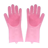 Перчатки для чистки силиконовые рожеві