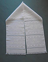 Вышитый рушник ручной работы на панаме, "Белым по белому"