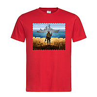 Красная мужская/унисекс футболка Марка русский корабль (1-9-3-червоний)
