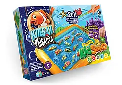 Гра 2в1: "Клівова риболовля" і "Кінетичний пісок KidSand" Danko toys. KRKS-01-01