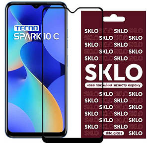 Загартоване захисне скло SKLO 3D Full Glue для TECNO Spark 10C | завтовшки 0.33 мм Чорний