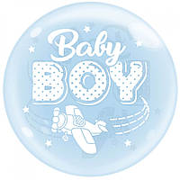 Кулька Bubbles Баблс 20" блакитний Baby boy з літачком Китай
