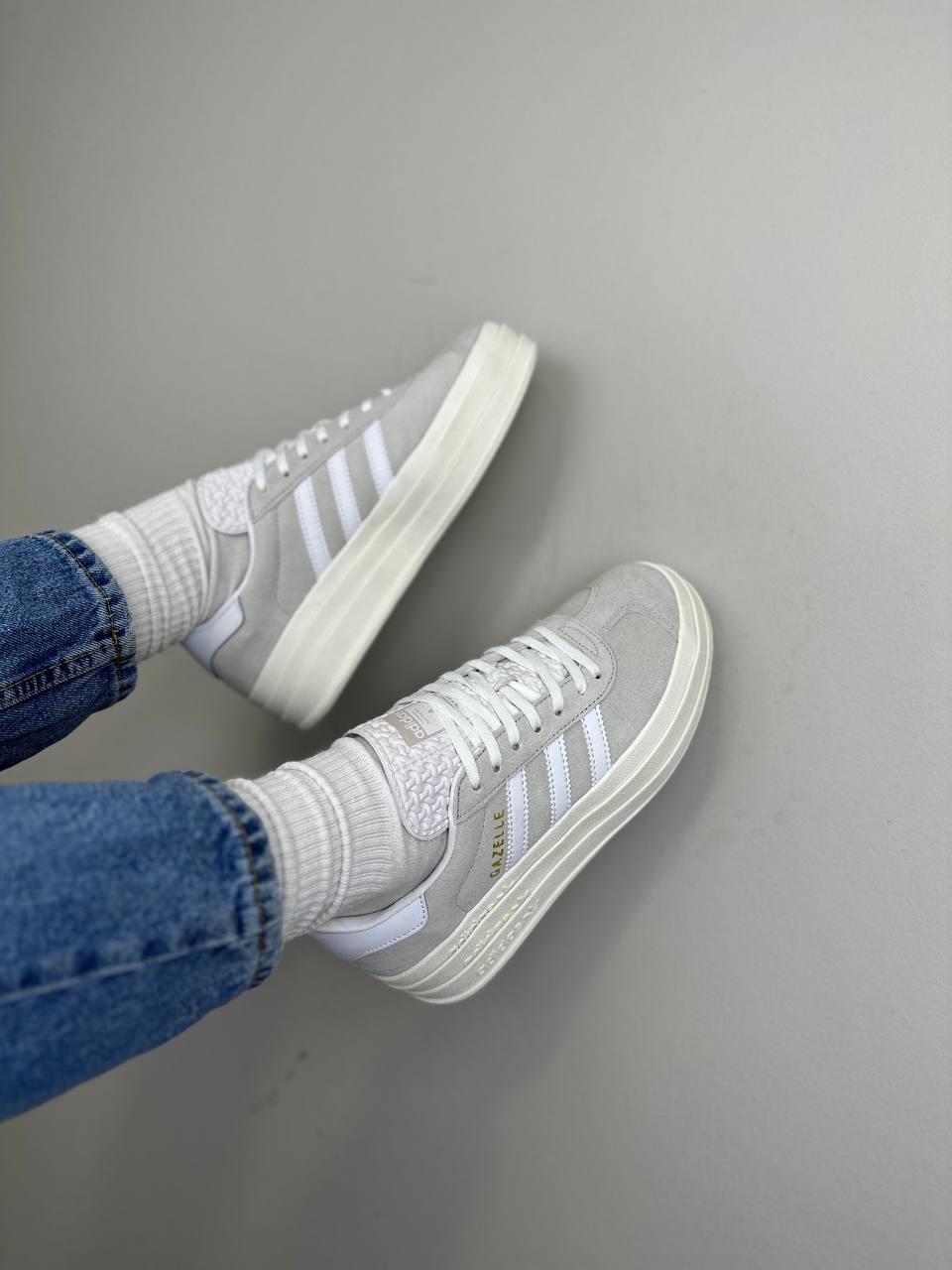 Купить Женские кроссовки Adidas Gazelle Bold Platform Grey White обувь ...