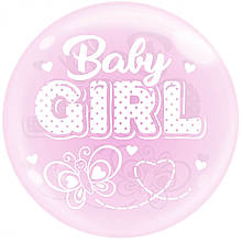 Кулька Bubbles Баблс 20" рожевий Baby girl з метеликом Китай