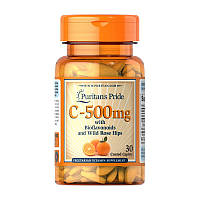 Витамин Puritan's Pride Vitamin C-500 mg with Bioflavonoids and Rose Hips (30 caplets)