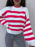 В'язаний светр жіночий у смужку із широкими рукавами (р. 42-46) 9043237, фото 3