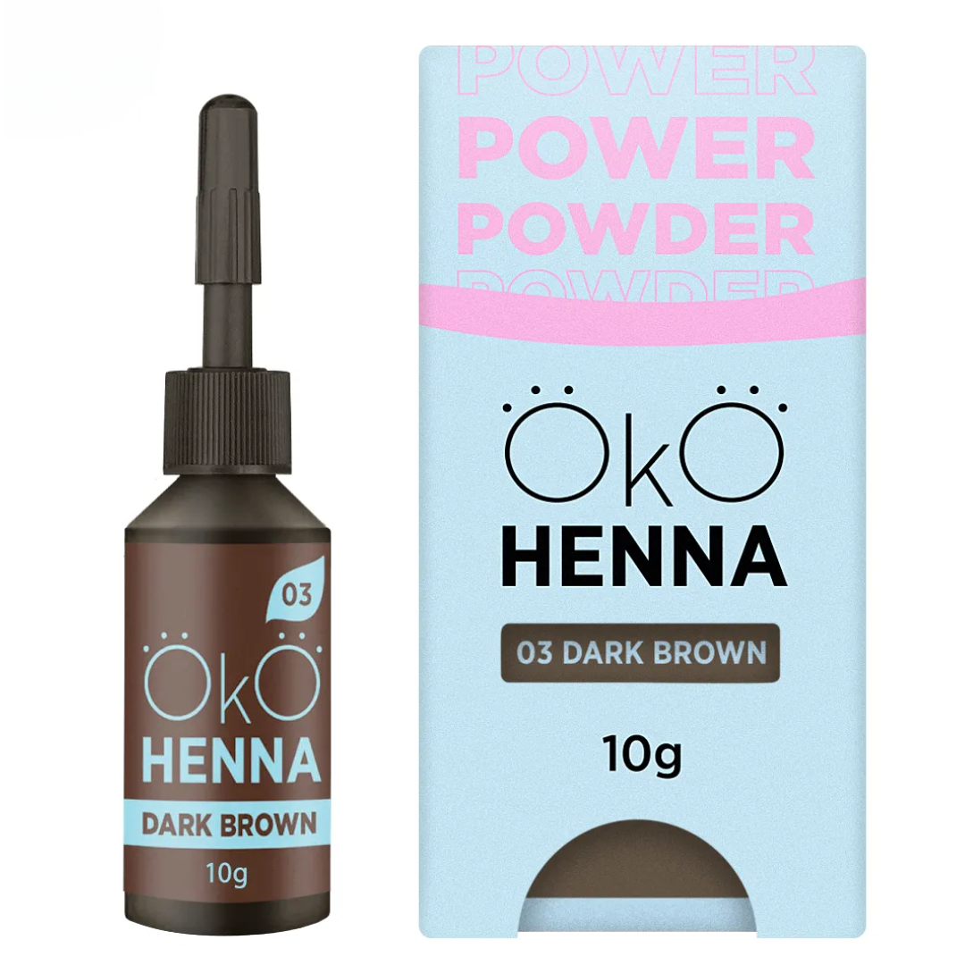 OKO Хна для брів Power Powder 03 Dark brown, 10г (темно-коричнева)