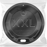 Крышка в индивидуальной упаковке «XXL» КВ90 черная для стакана 400/500 мл