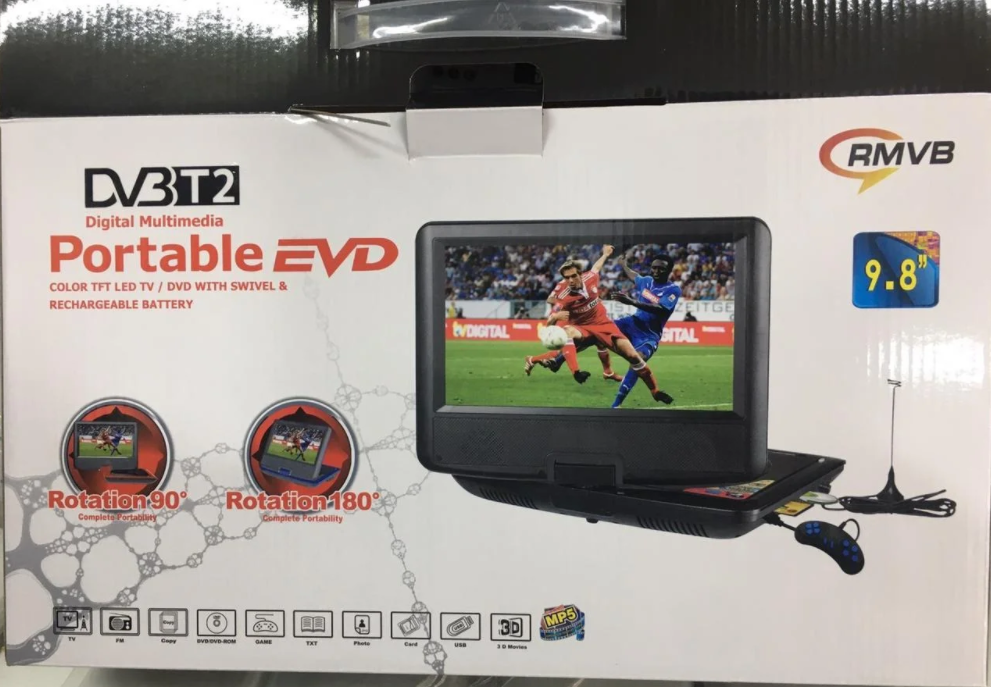 Портативный DVD телевизор Т2 9,8" EVD NS-958 + USB + SD с джойстиком - фото 10 - id-p1942428023