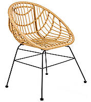 Крісло для тераси зі штучного ротанга Palmilla колір лате, каркас чорний садовий, дачний, вуличний TM AMF