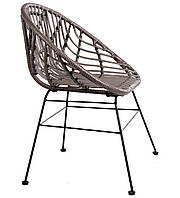 Вуличне плетене стілець крісло для тераси із штучного ротанга Palmilla сіре, каркас чорний TM AMF
