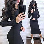 Базове плаття з трикотажу резинки завдовжки міді з довгим рукавом (р. 42-46) 9032318, фото 8