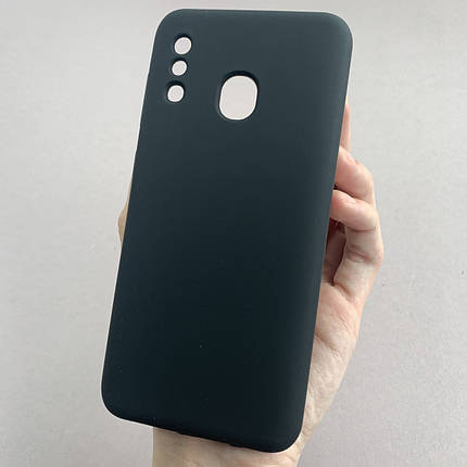 Чохол для Samsung Galaxy A30 силікон кейс чохол з мікрофіброю на телефон самсунг а30 чорний r4e, фото 1