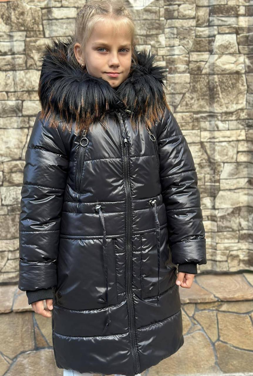 Зимняя детская куртка пальто с капюшоном и карманами для девочек подростков ( с 140 по 158 р) - фото 2 - id-p1942482170