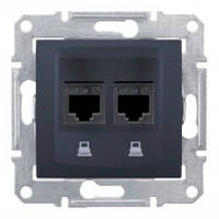 Розетка компьютерная двойная RJ45 (cat.5e) Графит Sedna SDN4400170