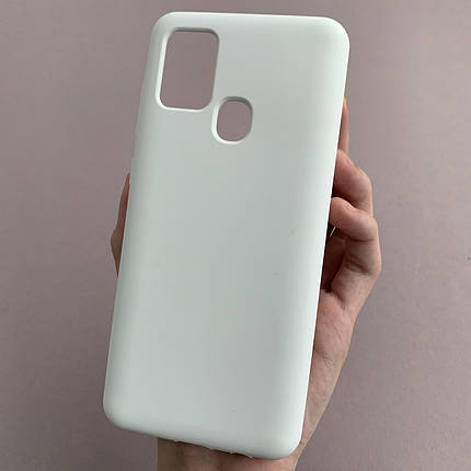 Чохол для Samsung Galaxy A21s силікон кейс чохол з мікрофіброю на телефон самсунг а21с білий r4e, фото 1