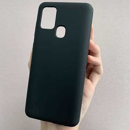 Чохол для Samsung Galaxy A21s силікон кейс чохол з мікрофіброю на телефон самсунг а21с чорний r4e, фото 1