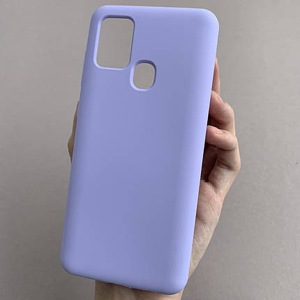 Чохол для Samsung Galaxy A21s силікон кейс чохол з мікрофіброю на телефон самсунг а21с бузковий r4e, фото 1