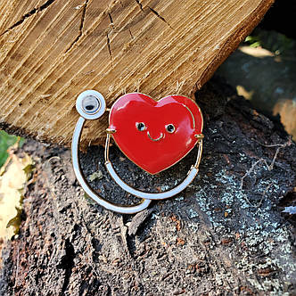 Медична брошка "Серце - смайлик ", фото 1