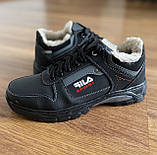 Чоловічі зимові кросівки чорні хутряні теплі прошиті львівські (код 5432), фото 5