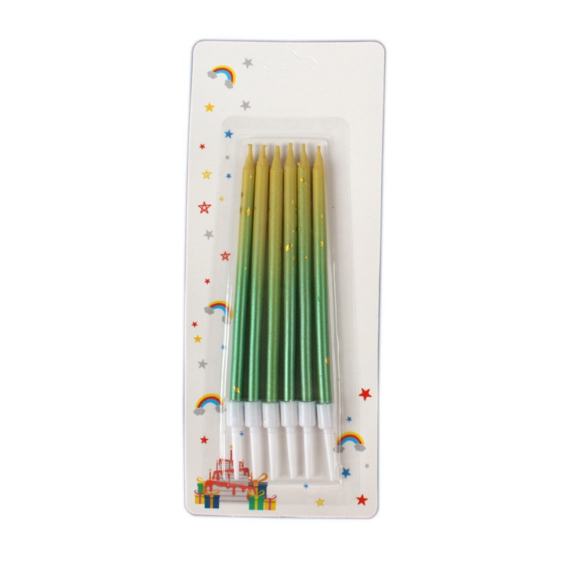 Свічки для торта Перламутр | Градієнт жовто-зелений з бризками золота