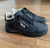 Зимові чоловічі черевики чорні на шнурках спортивні теплі прошиті львівські ( код 5432 )