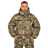 Армейский зимний бушлат мультикам 46р-62р ЗСУ теплый на флисе военный тактический бушлат куртка с капюшоном