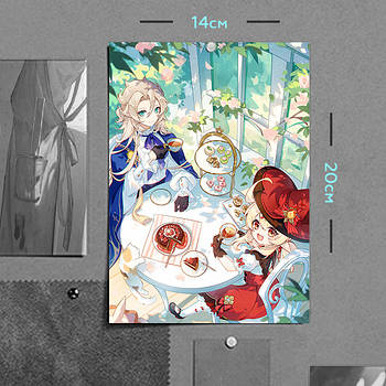 "Альбедо і Клі (Геншин / Genshin)" плакат (постер) розміром А5 (14х20см)