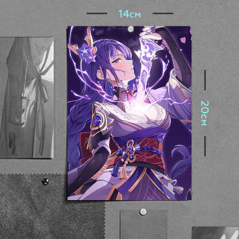 "Сьогун Еі Райден (Геншин / Genshin)" плакат (постер) розміром А5 (14х20см)