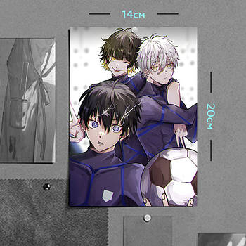 "Ісагі, Нагі і Бачіра (Синя В'язниця: Блю Лок / Blue Lock)" плакат (постер) розміром А5 (14х20см)