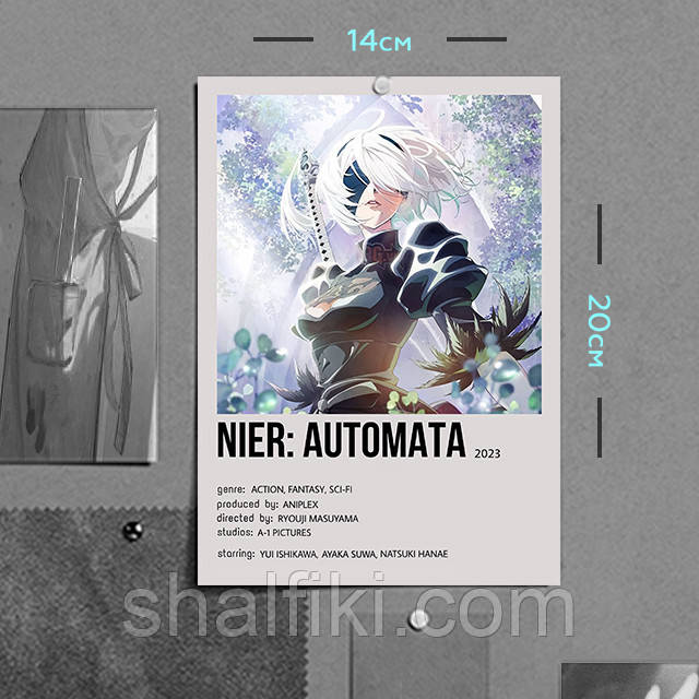 "Йорха 2B (Ніер: Автомата Вер.1.1a / NieR: Automata Ver 1.1a)" плакат (постер) розміром А5 (14х20см)