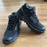 Чоловічі зимові кросівки чорні нубукові теплі хутряні прошиті львівські (код 7632), фото 3