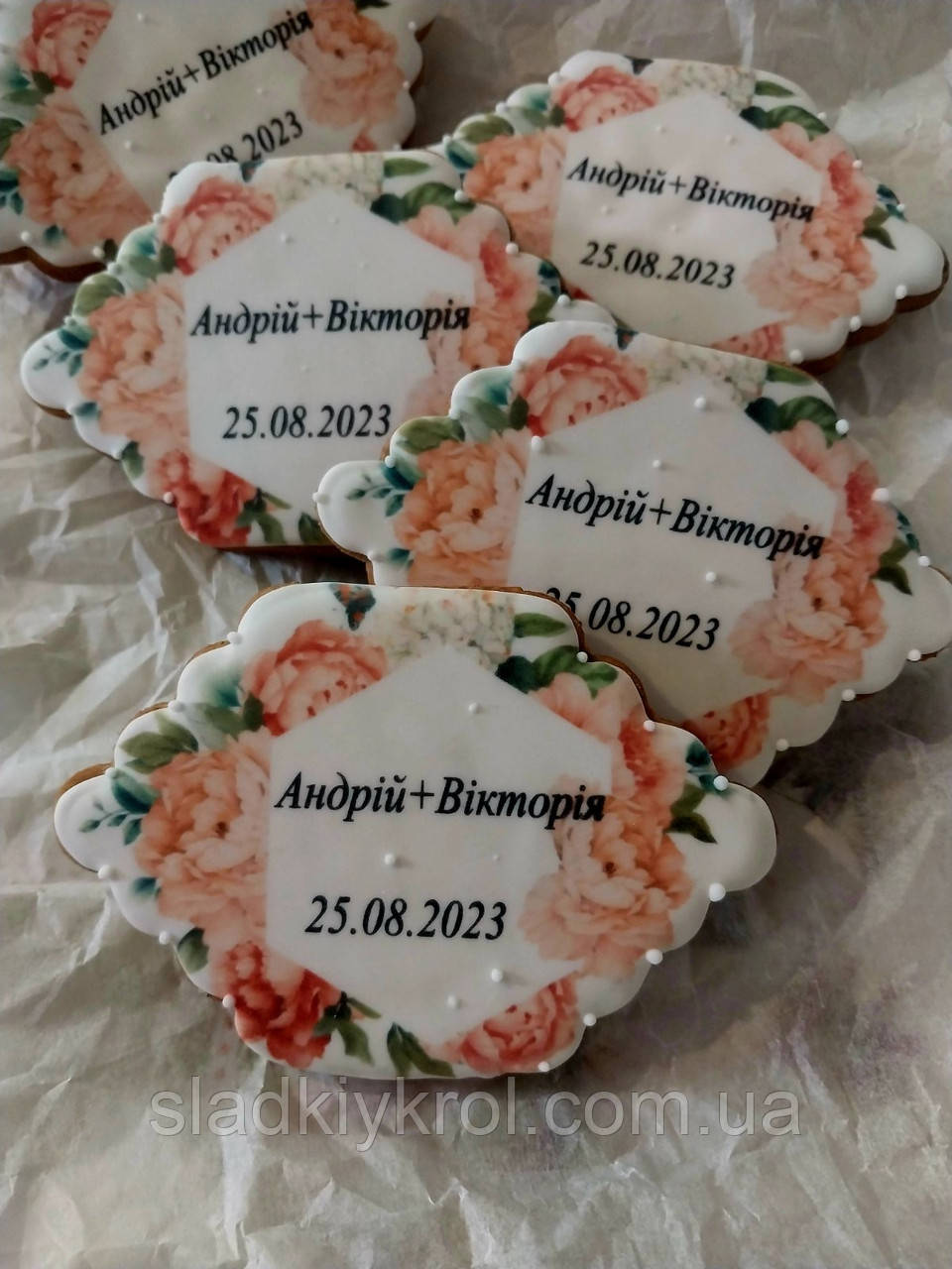 Пряники весільні з печаткою імбирно-медові ручної роботи для гостей, з ініціалами, бонбоньєрки на весілля.