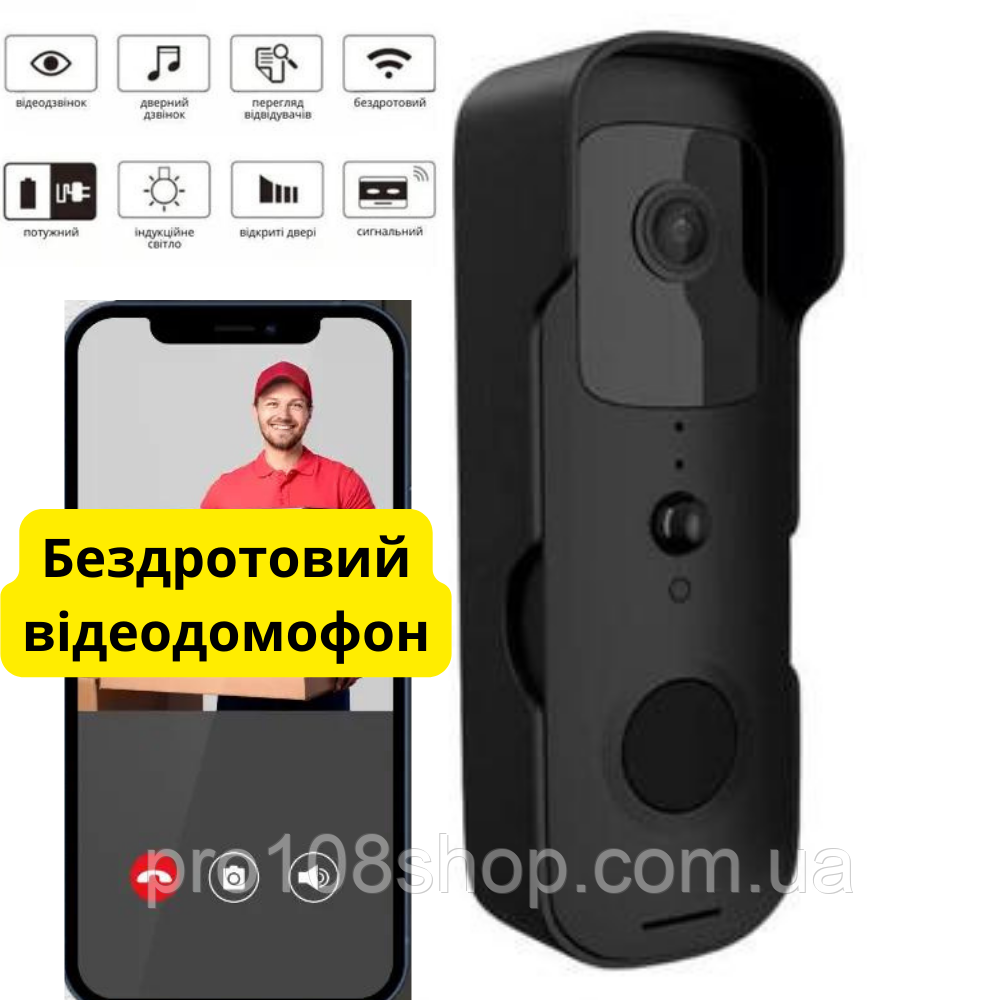 Відеодомофон з камерою вічка, бездротовий із підтримкою Wi-Fi, Tuya відеозвонок